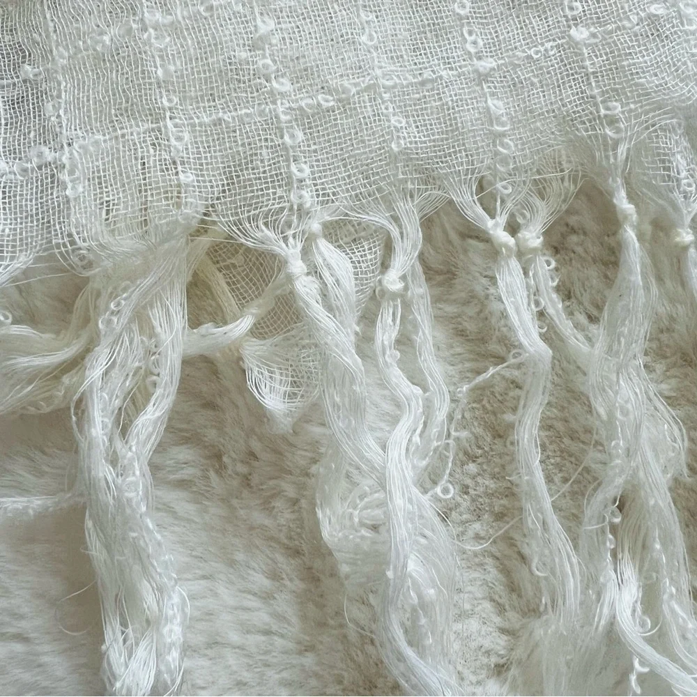 Vintage From 1960’s Elwin White Scarf 70”x18”.